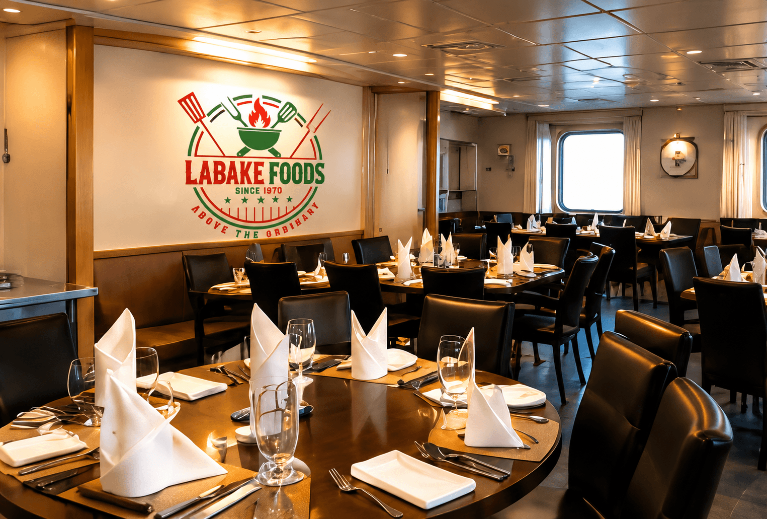 Mess room on board an offshore rig serviced by Labake Foods