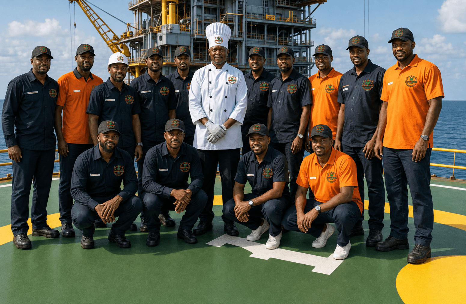 Labake Foods chef and catering team on a drilling rig platform